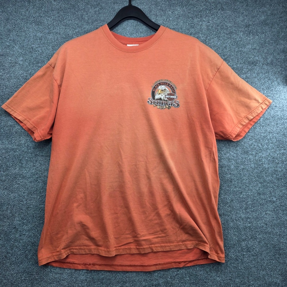 Harley Davidson Sturgis 2007 Crazy Horse Memorial T-Shirt Orange XL Made in USA